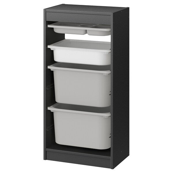 TROFAST - Storage combination with boxes/tray, grey grey/white, 46x30x94 cm