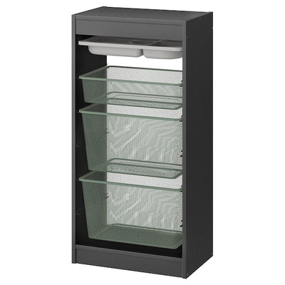 TROFAST - Storage combination with boxes/tray, grey grey/light green-grey, 46x30x94 cm - best price from Maltashopper.com 79515082