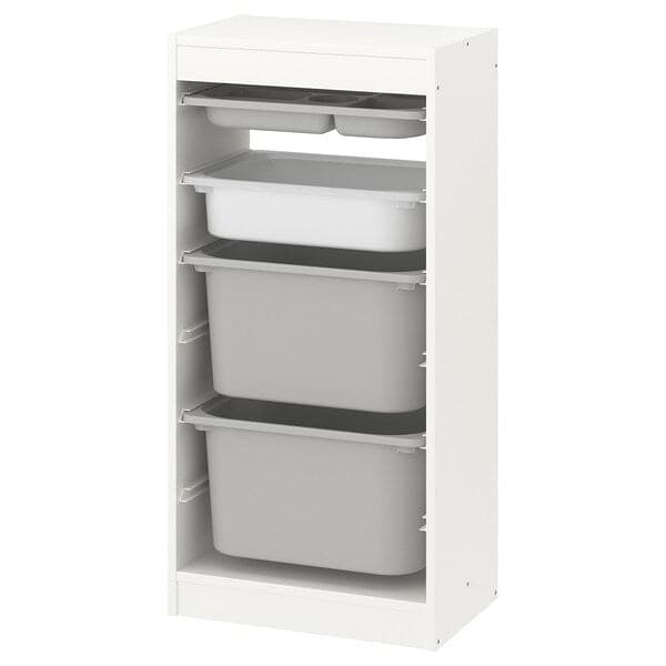 TROFAST - Storage combination with boxes/tray, white grey/white, 46x30x94 cm - best price from Maltashopper.com 19533343