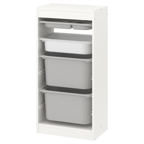 TROFAST - Storage combination with boxes/tray, white grey/white, 46x30x94 cm