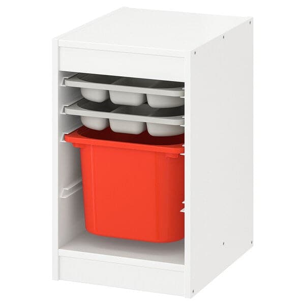 TROFAST - Storage combination with box/trays, white grey/orange, 34x44x56 cm - best price from Maltashopper.com 19480392