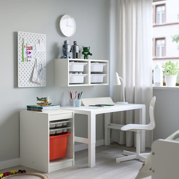 TROFAST - Storage combination with box/trays, white grey/orange, 34x44x56 cm - best price from Maltashopper.com 19480392