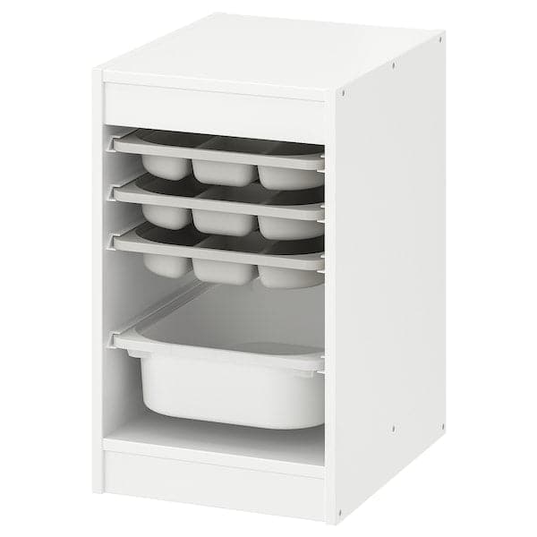 TROFAST - Storage combination with box/trays, white grey/white, 34x44x56 cm - best price from Maltashopper.com 49533290