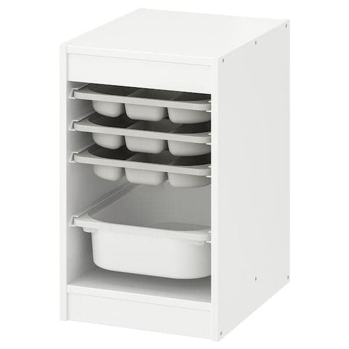 TROFAST - Storage combination with box/trays, white grey/white, 34x44x56 cm