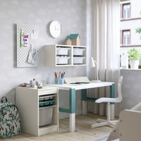 TROFAST - Storage combination with box/trays, white grey/turquoise, 34x44x56 cm - best price from Maltashopper.com 79480389