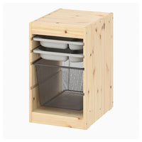 TROFAST - Storage combination with box/trays, light white stained pine grey/dark grey, 32x44x52 cm - best price from Maltashopper.com 59525628