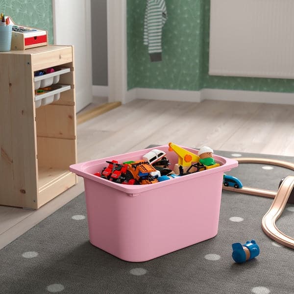 TROFAST - Storage combination with box/trays, light white stained pine grey/pink, 32x44x52 cm - best price from Maltashopper.com 49533271
