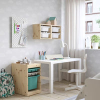 TROFAST - Storage combination with box/trays, light white stained pine turquoise/grey, 32x44x52 cm - best price from Maltashopper.com 89521704