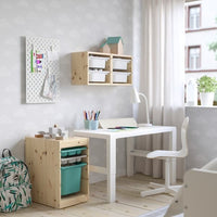 TROFAST - Storage combination with box/trays, light white stained pine turquoise/grey, 32x44x52 cm - best price from Maltashopper.com 09533273