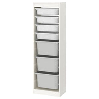 TROFAST - Storage combination with boxes, white/white grey, 46x30x145 cm - best price from Maltashopper.com 39533318