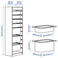 TROFAST - Storage combination with boxes, white/white grey, 46x30x145 cm - best price from Maltashopper.com 39533318