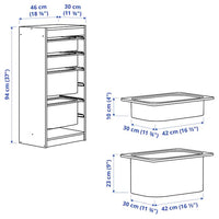 TROFAST - Storage combination with boxes, white/white grey, 46x30x94 cm - best price from Maltashopper.com 09533305