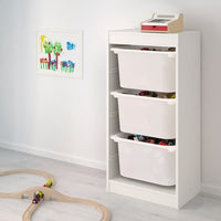 TROFAST - Storage combination with boxes, white/white pink, 46x30x94 cm - best price from Maltashopper.com 69337801