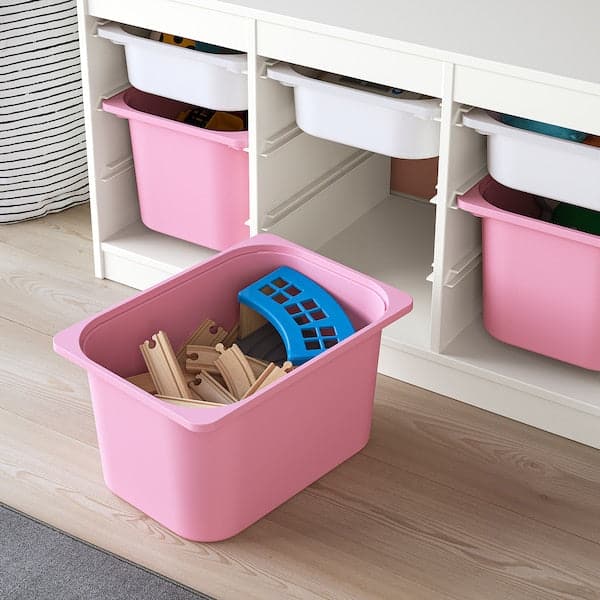 TROFAST - Storage combination with boxes, white white/pink, 99x44x56 cm - best price from Maltashopper.com 89335504