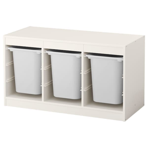 TROFAST - Storage combination with boxes, white/white, 99x44x56 cm - best price from Maltashopper.com 49123405