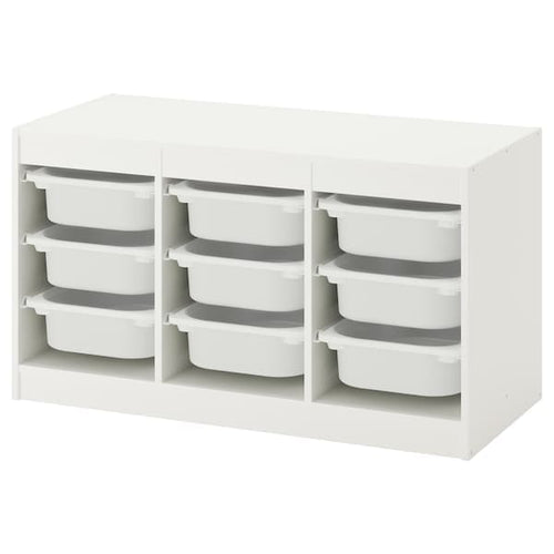 TROFAST - Storage combination with boxes, white/white, 99x44x56 cm