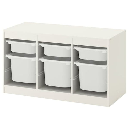 TROFAST - Storage combination with boxes, white/white , 99x44x56 cm