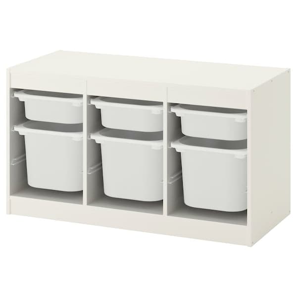 TROFAST - Storage combination with boxes, white/white, 99x44x56 cm