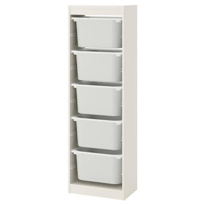 TROFAST - Storage combination with boxes, white/white, 46x30x145 cm - best price from Maltashopper.com 99228476