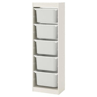 TROFAST - Storage combination with boxes, white/white, 46x30x145 cm - best price from Maltashopper.com 79533321