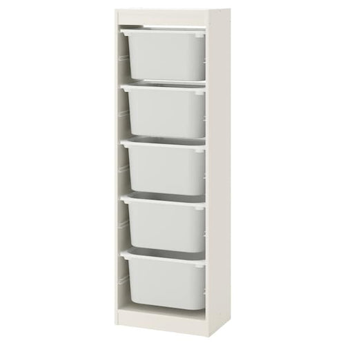 TROFAST - Storage combination with boxes, white/white, 46x30x145 cm
