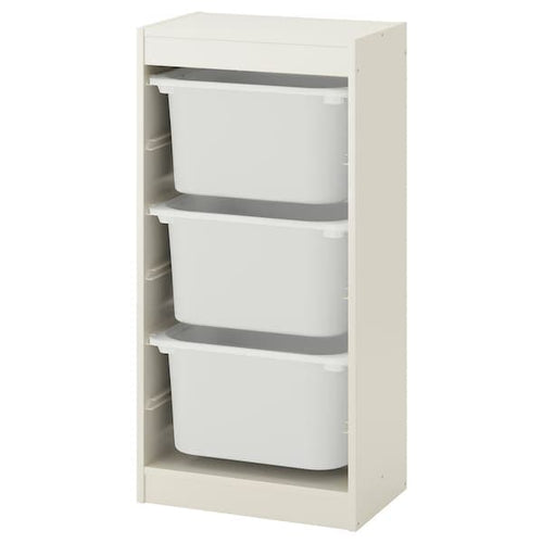 TROFAST - Storage combination with boxes, white/white, 46x30x94 cm