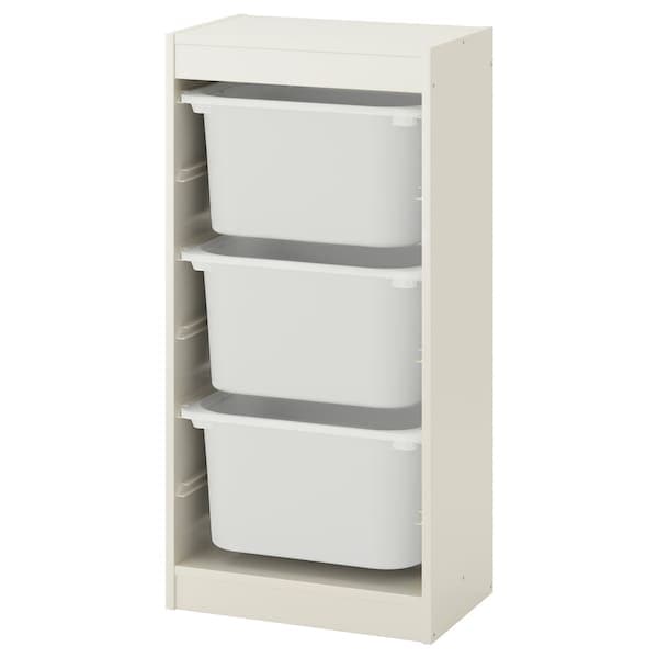 TROFAST - Storage combination with boxes, white/white, 46x30x94 cm - best price from Maltashopper.com 79533203