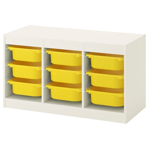 TROFAST - Storage combination with boxes, white/yellow, 99x44x56 cm
