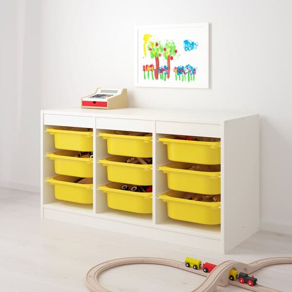 TROFAST - Storage combination with boxes, white/yellow, 99x44x56 cm - best price from Maltashopper.com 49228469
