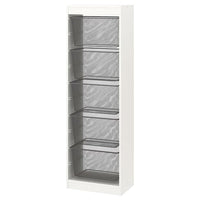 TROFAST - Storage combination with boxes, white/dark grey, 46x30x145 cm - best price from Maltashopper.com 99533315