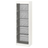 TROFAST storage combination with boxes, white/dark grey, 46x30x145 cm