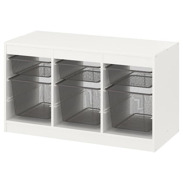 TROFAST - Storage combination with boxes, white/dark grey, 99x44x56 cm - best price from Maltashopper.com 29479835