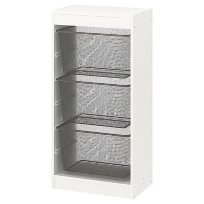 TROFAST - Storage combination with boxes, white/dark grey, 46x30x94 cm - best price from Maltashopper.com 39478717