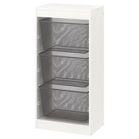 TROFAST - Storage combination with boxes, white/dark grey, 46x30x94 cm - best price from Maltashopper.com 29533309
