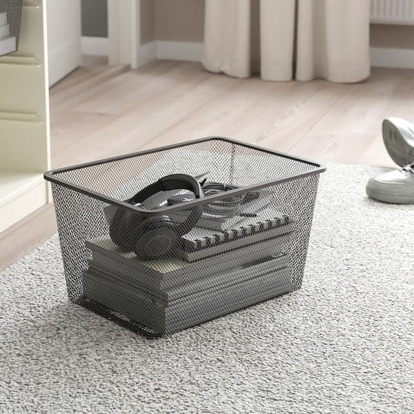Ikea TROFAST - Storage combination with boxes, white/dark grey, 46x30x145 cm