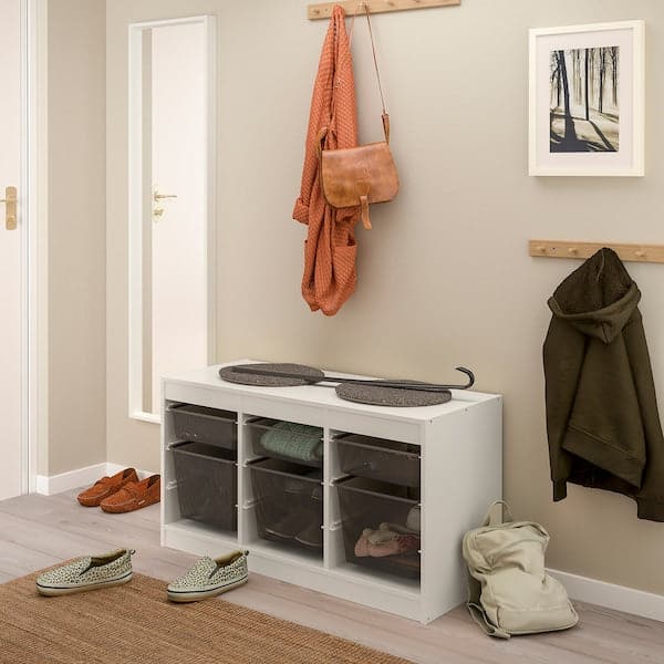 TROFAST - Storage combination with boxes, white/dark grey, 99x44x56 cm - best price from Maltashopper.com 29479835