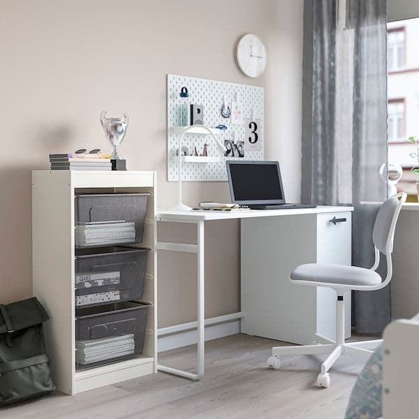 TROFAST - Storage combination with boxes, white/dark grey, 46x30x94 cm - best price from Maltashopper.com 29533309