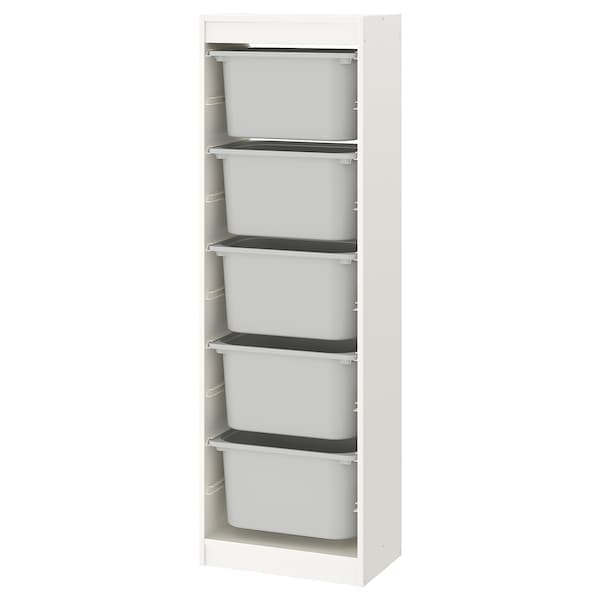 TROFAST - Storage combination with boxes, white/grey - Premium Furniture from Ikea - Just €123.99! Shop now at Maltashopper.com