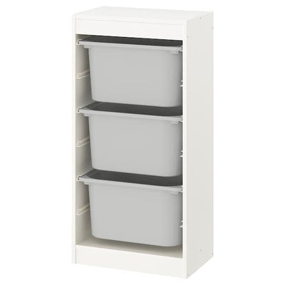 TROFAST - Storage combination with boxes, white/grey, 46x30x94 cm - best price from Maltashopper.com 79330470