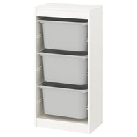 TROFAST - Storage combination with boxes, white/grey, 46x30x94 cm - best price from Maltashopper.com 09533287