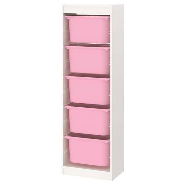 TROFAST - Storage combination with boxes, white/pink, 46x30x145 cm - best price from Maltashopper.com 59335893