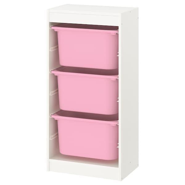 TROFAST - Storage combination with boxes, white/pink, 46x30x94 cm - best price from Maltashopper.com 89533226