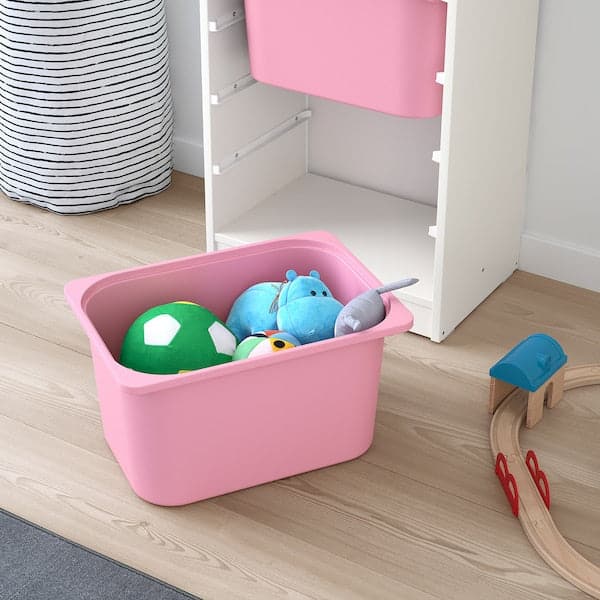 TROFAST - Storage combination with boxes, white/pink, 46x30x94 cm - best price from Maltashopper.com 89335976