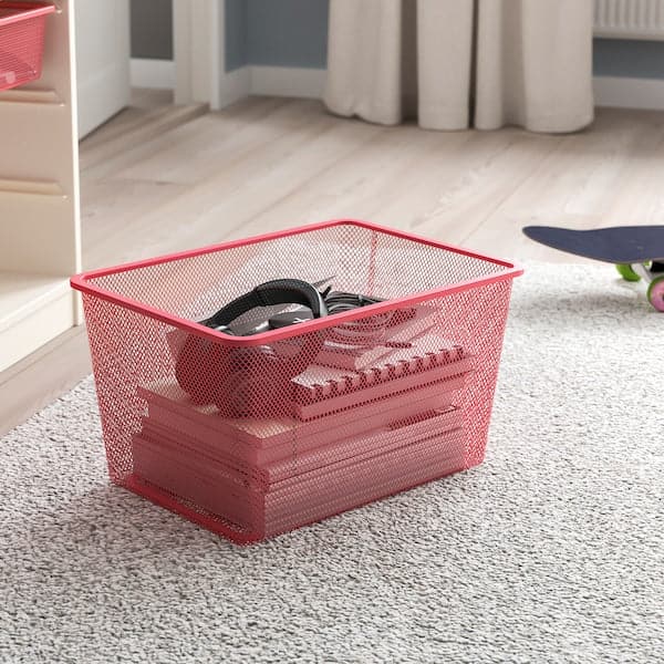 Ikea TROFAST - Storage combination with boxes, white/light red, 46x30x94 cm