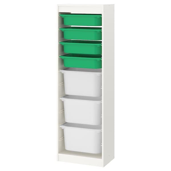 TROFAST - Storage combination with boxes, white/green white, 46x30x145 cm - best price from Maltashopper.com 49335921