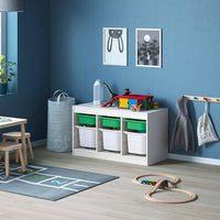 TROFAST - Storage combination with boxes, white green/white, 99x44x56 cm - best price from Maltashopper.com 19335531