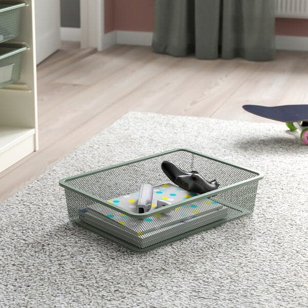 Ikea TROFAST - Storage combination with boxes, white light green-grey/grey-blue, 46x30x145 cm