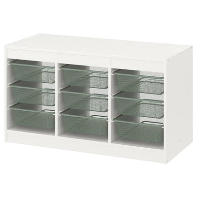 TROFAST - Storage combination with boxes, white/light green-grey, 99x44x56 cm - best price from Maltashopper.com 89480322