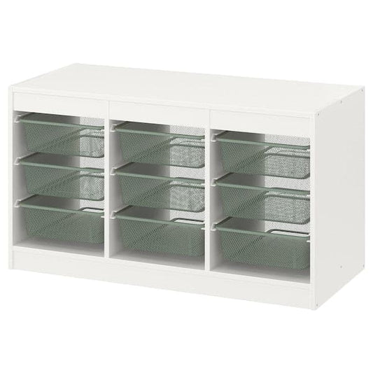 TROFAST - Storage combination with boxes, white/light green-grey, 99x44x56 cm - best price from Maltashopper.com 89480322