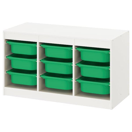 TROFAST - Storage combination with boxes, white/green, 99x44x56 cm - best price from Maltashopper.com 69331564